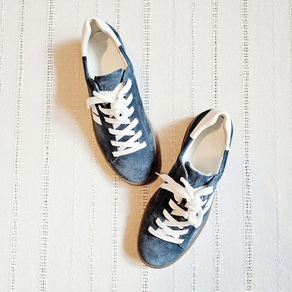 Paul Green Renner Sneakers Suede Handmade Leather Lake White Combo Lace Up 6.5